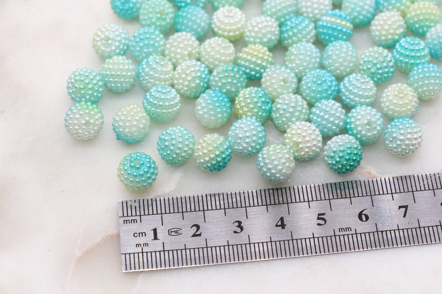 10mm Blue and Green Ombre Berry Beads, Imitation Pearl Acrylic Beads, Pearly Round Acrylic Loose Beads, Bubblegum Beads, Chunky Beads, #2993