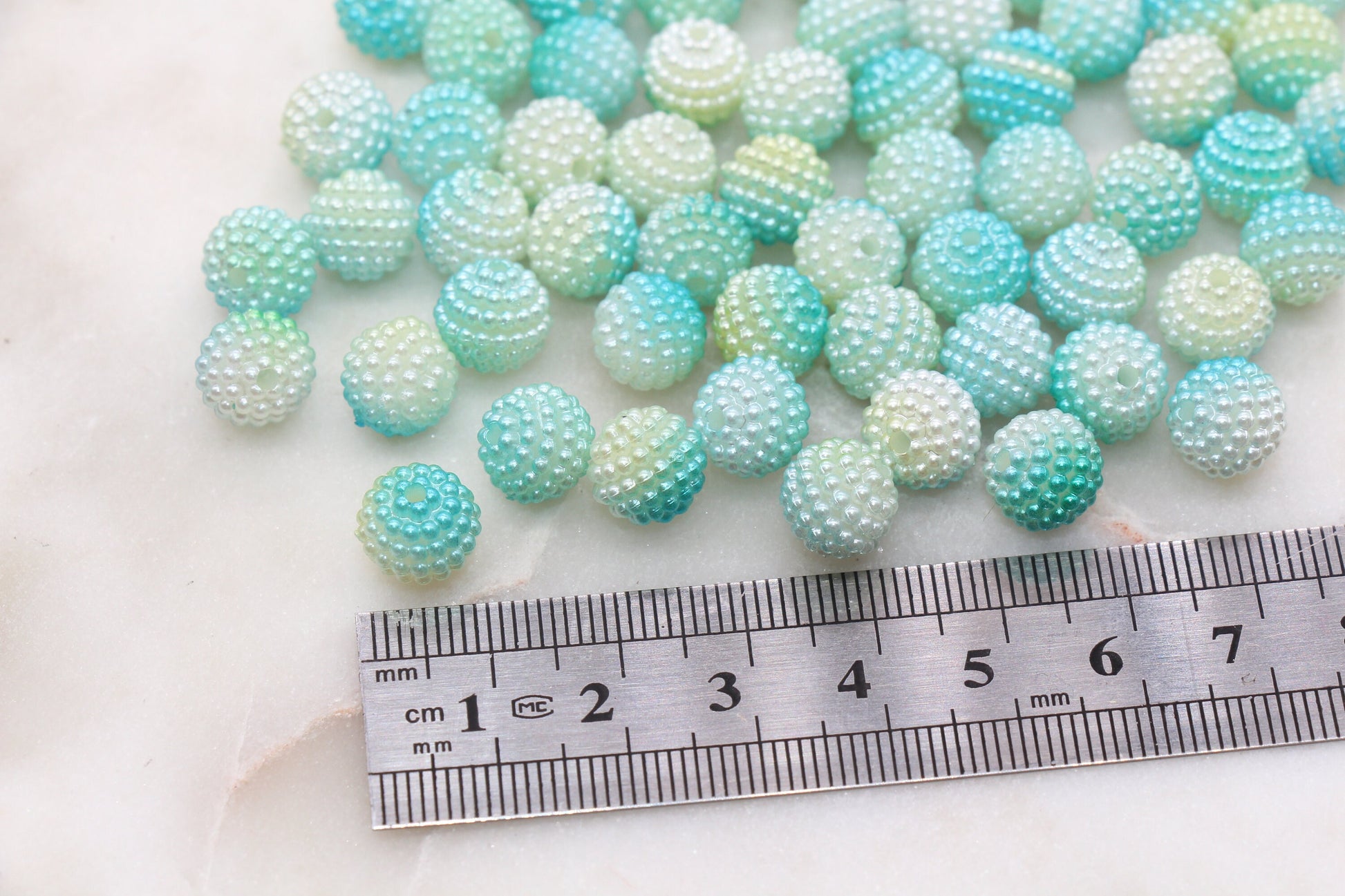 10mm Blue and Green Ombre Berry Beads, Imitation Pearl Acrylic Beads, Pearly Round Acrylic Loose Beads, Bubblegum Beads, Chunky Beads, #2993