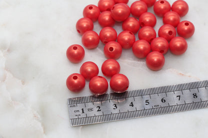 12mm Dark Orange Shimmer Gumball Beads, Round Acrylic Loose Beads, Bubblegum Beads, Chunky Beads, Plastic Beads, Jewelry Making Beads #3021