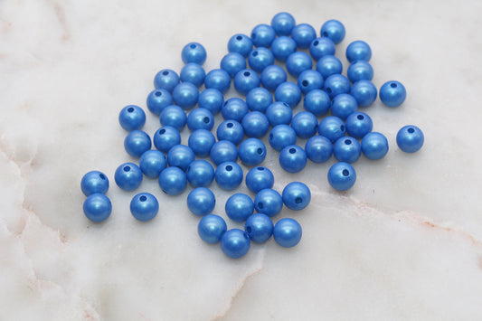 8mm Royal Blue Shimmer Gumball Beads, Round Acrylic Loose Beads, Bubblegum Beads, Chunky Beads, Smooth Round Plastic Beads #3028