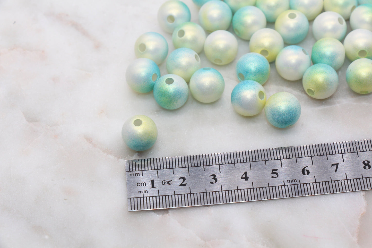 12mm Blue and Green Ombre Shimmer Gumball Beads, Round Acrylic Loose Beads, Bubblegum Beads, Chunky Beads, Jewelry Making Beads #3044