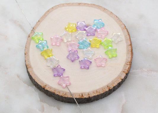 Iridescent Star Shape Beads, Mix Acrylic Star Beads, Jewelry Making Beads #3047