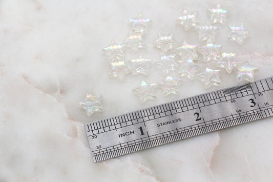 Iridescent Star Shape Beads, Clear AB Acrylic Star Beads, Jewelry Making Beads #3049
