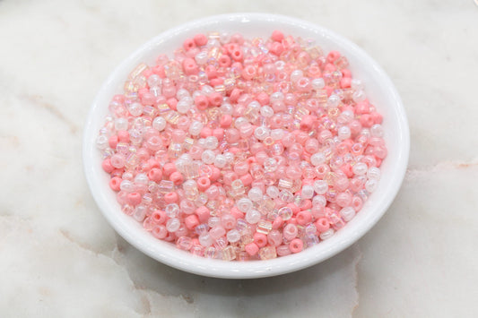 Mix Pink and White Glass Seed Beads, 4mm 6/0 Glass Seed Beads, Multicolor Seed Beads, Rocailles Beads, Beading Supplies, Bracelet Beads#3054
