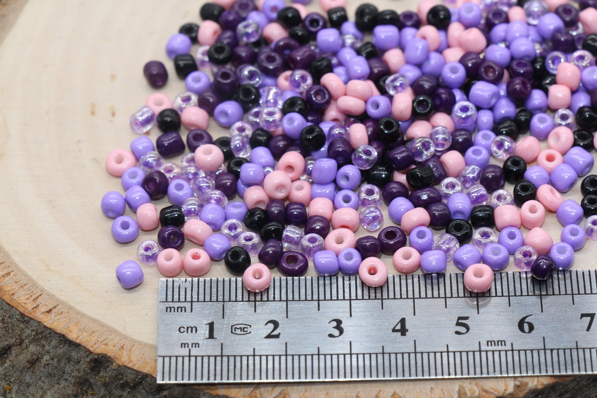 Mix Purple Pink and Black Glass Seed Beads, 4mm 6/0 Glass Seed Beads, Multicolor Seed Beads, Rocailles Beads, Bracelet Beads, #3060