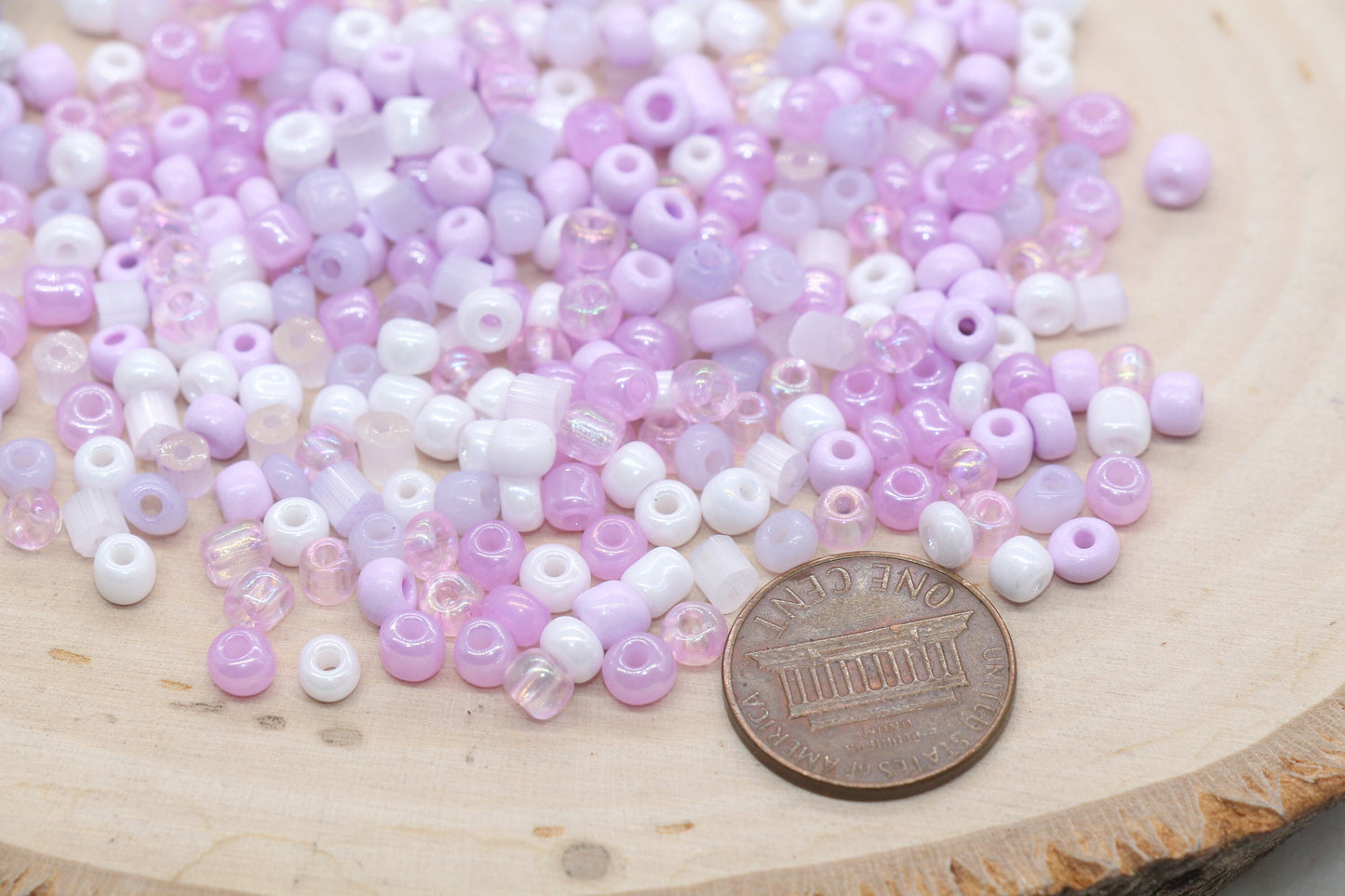 Mix Purple and White Glass Seed Beads, 4mm 6/0 Glass Seed Beads, Multicolor Seed Beads, Rocailles Beads, Bracelet Beads, #3061