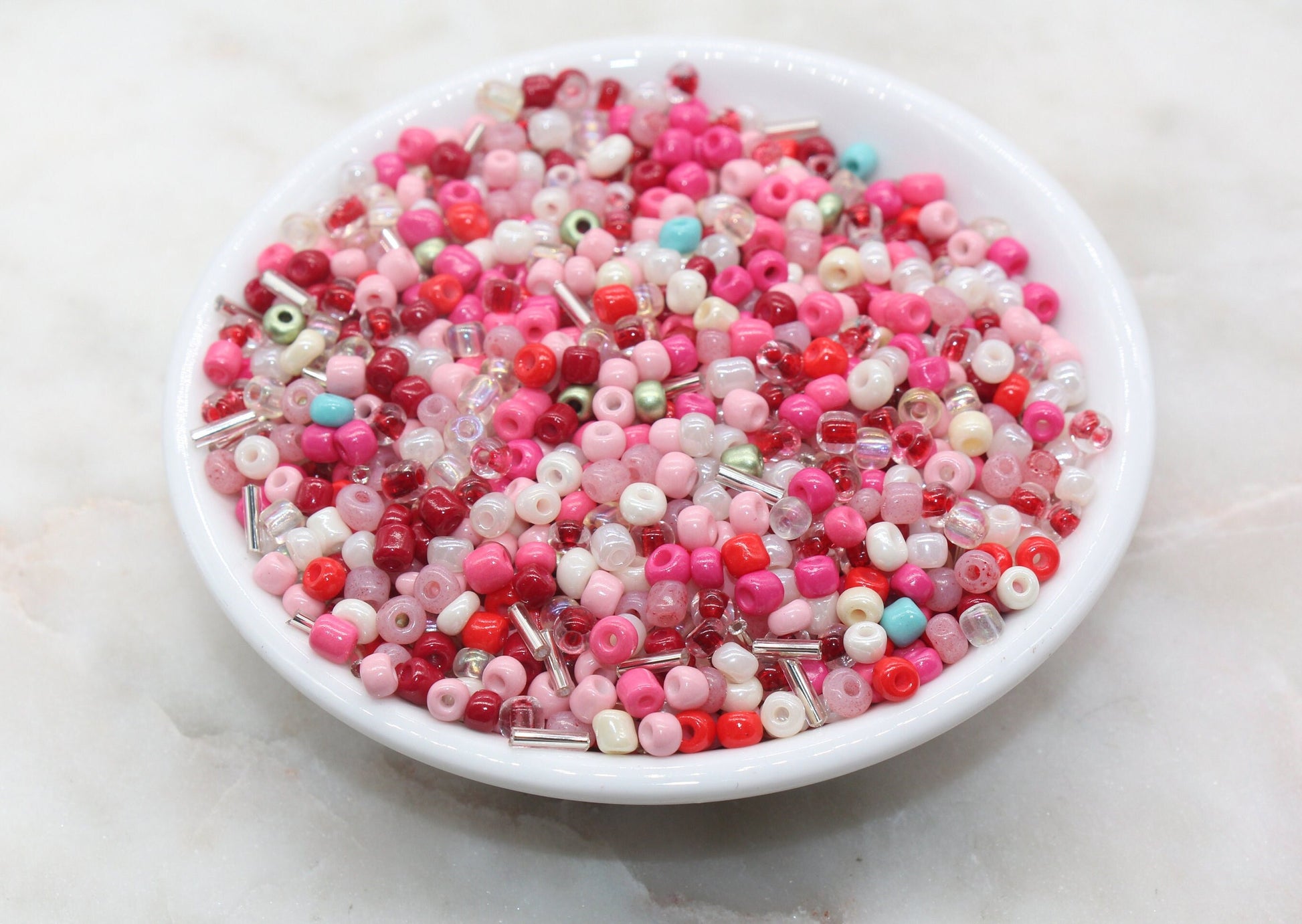 Mix Red and Pink Glass Seed Beads, 4mm 6/0 Glass Seed Beads, Multicolor Seed Beads, Rocailles Beads, Bracelet Beads #3068