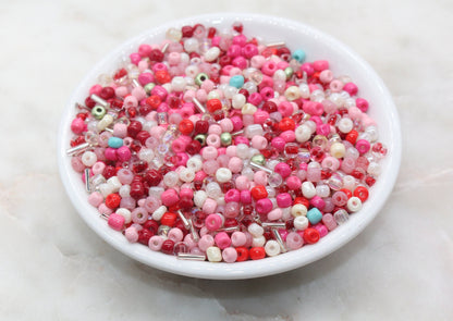 Mix Red and Pink Glass Seed Beads, 4mm 6/0 Glass Seed Beads, Multicolor Seed Beads, Rocailles Beads, Bracelet Beads #3068