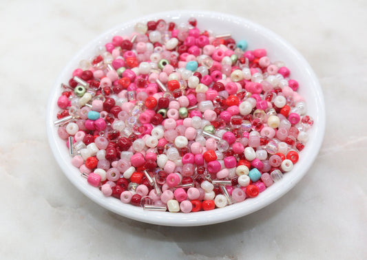 Mix Red and Pink Glass Seed Beads, 4mm 6/0 Glass Seed Beads, Multicolor Seed Beads, Rocailles Beads, Bracelet Beads #3068