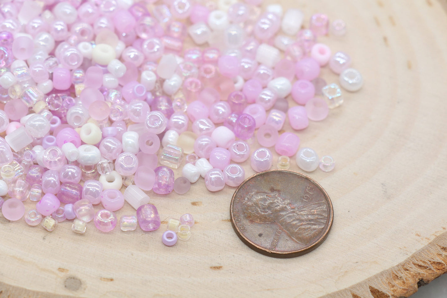 Mix Pink and Purple Glass Seed Beads, 3mm- 4mm Glass Seed Beads, Multicolor Seed Beads, Rocailles Beads, Bracelet Beads #3070