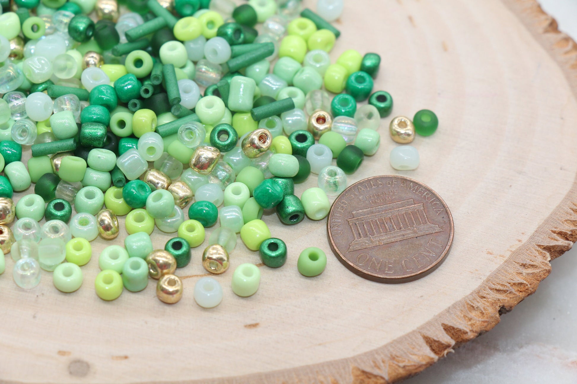 Mix Green and Gold Glass Seed Beads, Size 4mm 6/0 Glass Seed Beads, Multicolor Seed Beads, Rocailles Beads, Bracelet Beads #3085
