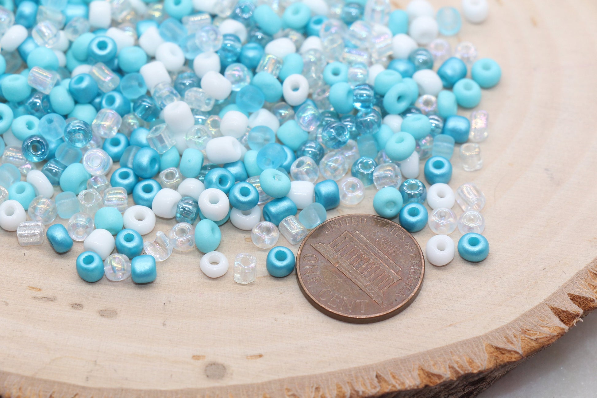 Mix Blue and White Glass Seed Beads, Size 4mm 6/0 Glass Seed Beads, Multicolor Seed Beads, Rocailles Beads, Bracelet Beads #3087