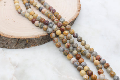 Crazy Lace Agate Beads, Natural Gemstone Smooth Round Beads, Sizes 4mm 6mm 8mm 10mm, Full Strand 15.5 inch, #10