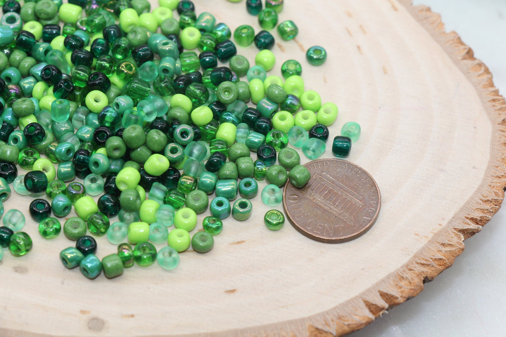 Mix Green Glass Seed Beads, Size 4mm 6/0 Glass Seed Beads, Multicolor Seed Beads, Rocailles Beads, Bracelet Beads #3100