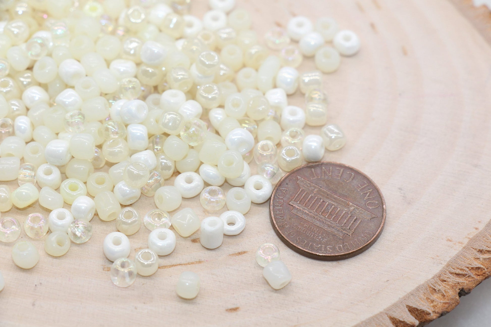 Mix Creamy White Glass Seed Beads, Size 4mm 6/0 Glass Seed Beads, Multicolor Seed Beads, Rocailles Beads, Bracelet Beads #3101