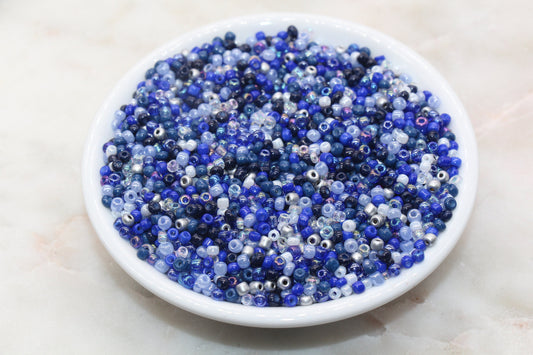 Mix Blue and White Glass Seed Beads, 3mm Glass Seed Beads, Rocailles Beads, Beading Supplies, Bracelet Beads, Jewelry Making Beads #3121