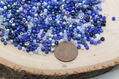 Mix Blue and White Glass Seed Beads, 3mm Glass Seed Beads, Rocailles Beads, Beading Supplies, Bracelet Beads, Jewelry Making Beads #3121