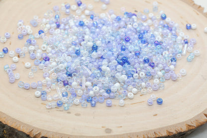 Mix Blue and White Glass Seed Beads, 3mm Glass Seed Beads, Rocailles Beads, Beading Supplies, Bracelet Beads, Jewelry Making Beads #3123