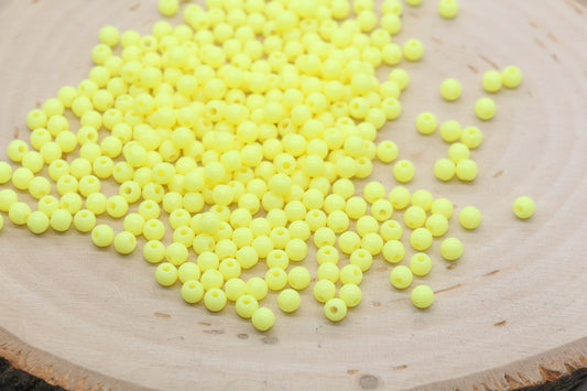 4mm Yellow Round Beads, Acrylic Gumball Beads, Round Spacer Beads, Bubblegum Beads, Plastic Round Smooth Bead, Bracelet Beads #3126
