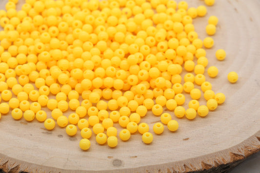 4mm Dark Yellow Round Beads, Acrylic Gumball Beads, Round Spacer Beads, Bubblegum Beads, Plastic Round Smooth Bead, Bracelet Beads #3128