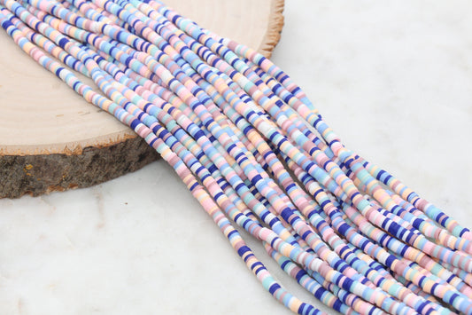 4mm Mix Heishi Beads, Rainbow Mix Polymer Clay Disc Beads, African Disc Beads, Vinyl Heishi, Jewelry Making Beads, Full Strand #541