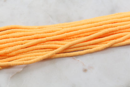 4mm Light Orange Heishi Beads, Orange Polymer Clay Disc Beads, African Disc Beads, Vinyl Heishi, Full Strand, Jewelry Making Beads #579
