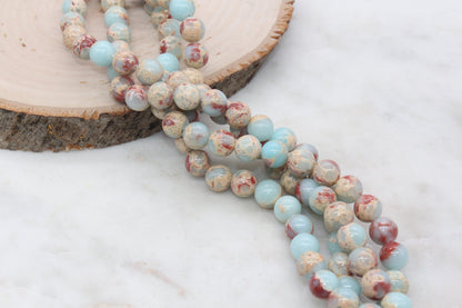 Sea Sediment Jasper Beads, Impression Jasper, Gemstone Smooth Round Beads, Sizes 6mm 8mm 10mm , Full Strand 15.5 inch, #149