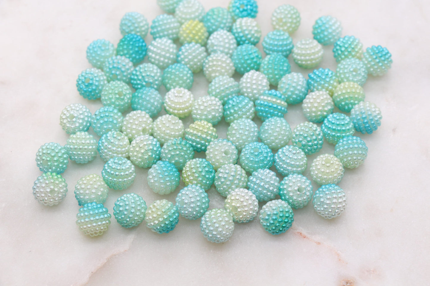 10mm Blue and Green Ombre Berry Beads, Imitation Pearl Acrylic Beads, Pearly Round Acrylic Loose Beads, Bubblegum Beads, Chunky Beads, #2993