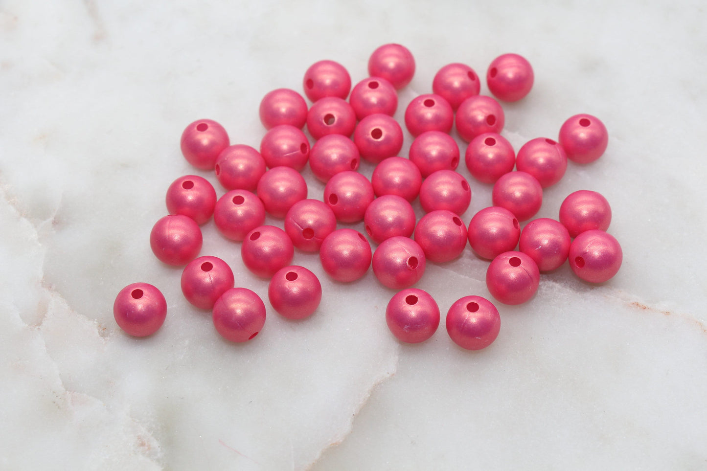 8mm Hot Pink Shimmer Gumball Beads, Round Acrylic Loose Beads, Bubblegum Beads, Chunky Beads, Smooth Round Plastic Beads #3027
