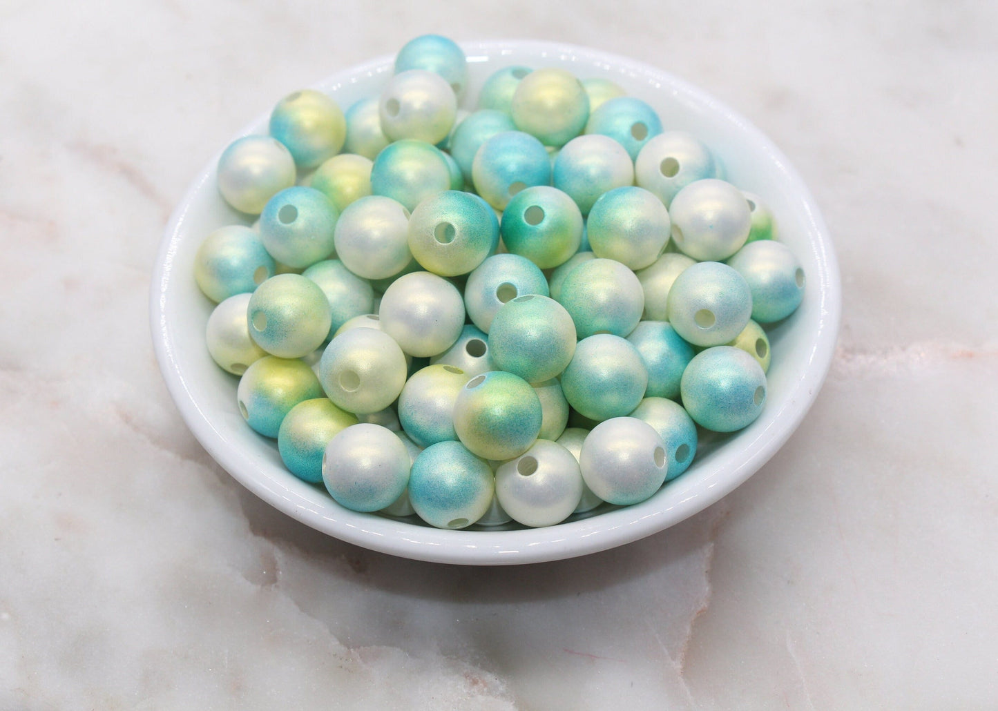 12mm Blue and Green Ombre Shimmer Gumball Beads, Round Acrylic Loose Beads, Bubblegum Beads, Chunky Beads, Jewelry Making Beads #3044