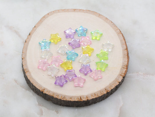 Iridescent Star Shape Beads, Mix Acrylic Star Beads, Jewelry Making Beads #3047