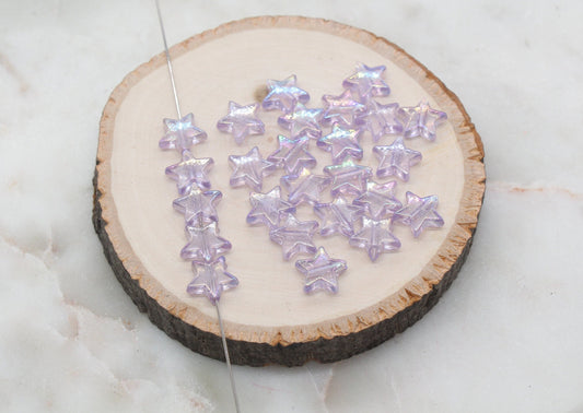 Iridescent Star Shape Beads, Purple AB Acrylic Star Beads, Jewelry Making Beads #3050