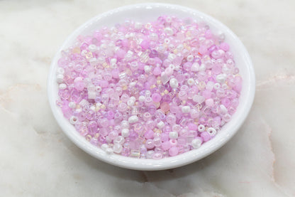 Mix Pink and Purple Glass Seed Beads, 3mm- 4mm Glass Seed Beads, Multicolor Seed Beads, Rocailles Beads, Bracelet Beads #3070