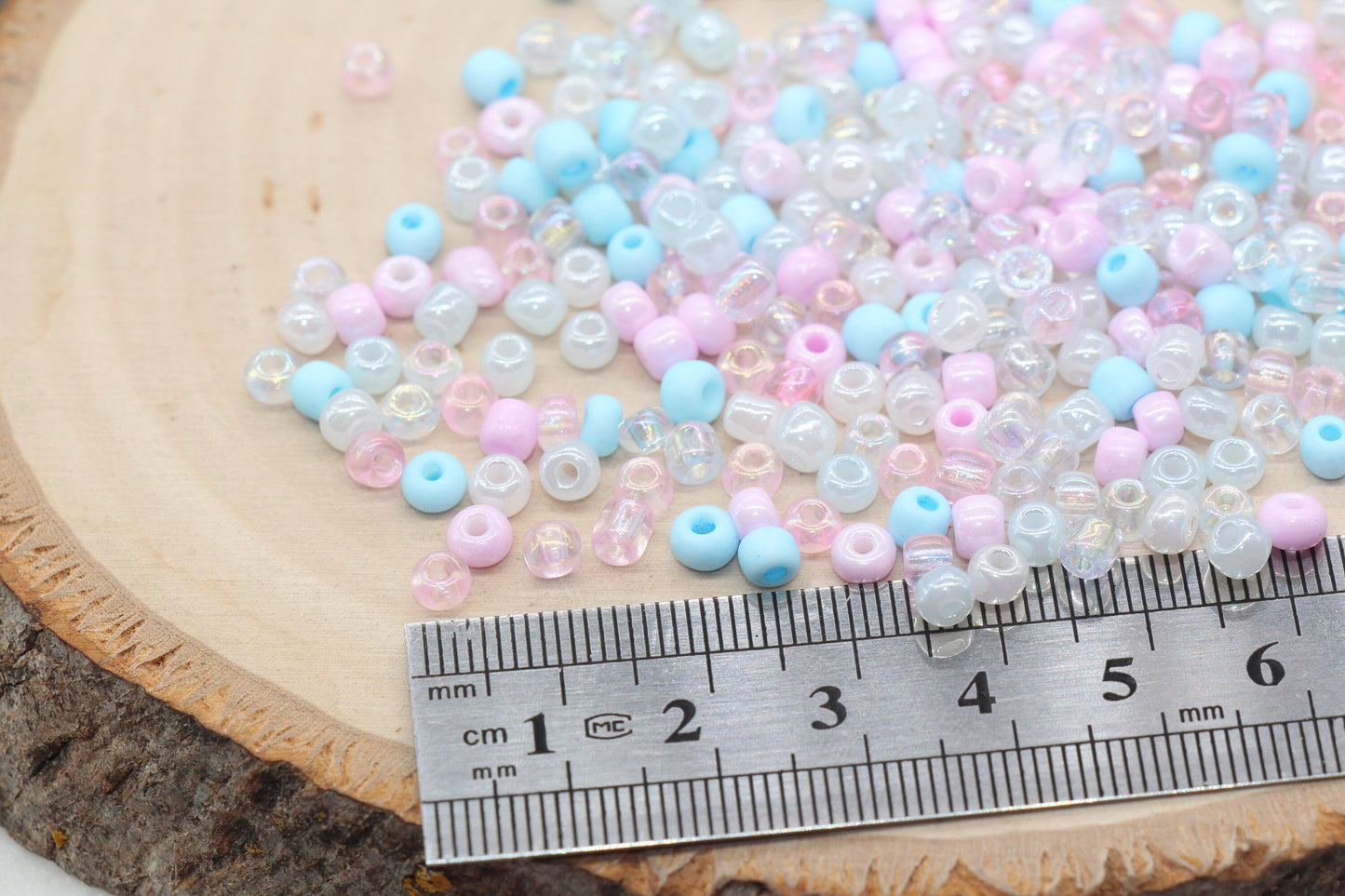 Mix Pink Blue and White Glass Seed Beads, Size 4mm 6/0 Glass Seed Beads, Multicolor Seed Beads, Rocailles Beads, Bracelet Beads #3075