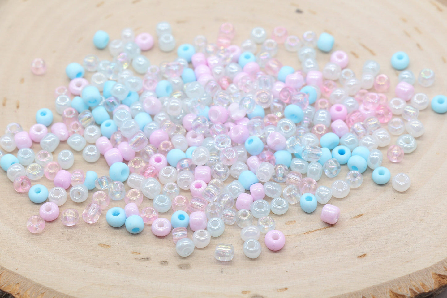 Mix Pink Blue and White Glass Seed Beads, Size 4mm 6/0 Glass Seed Beads, Multicolor Seed Beads, Rocailles Beads, Bracelet Beads #3075
