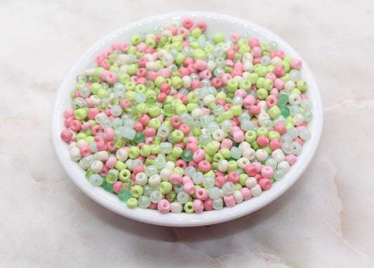 Mix Pink Green and Blue Glass Seed Beads, Size 4mm 6/0 Glass Seed Beads, Multicolor Seed Beads, Rocailles Beads, Bracelet Beads #3079