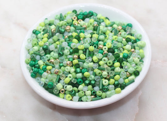 Mix Green and Gold Glass Seed Beads, Size 4mm 6/0 Glass Seed Beads, Multicolor Seed Beads, Rocailles Beads, Bracelet Beads #3085