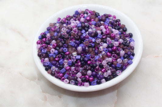 Mix Purple and Pink Glass Seed Beads, Size 4mm 6/0 Glass Seed Beads, Multicolor Seed Beads, Rocailles Beads, Bracelet Beads #3086
