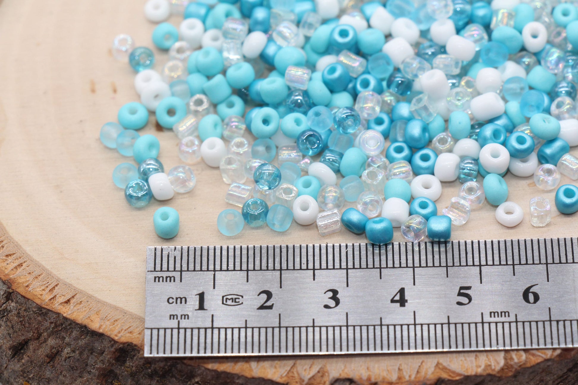 Mix Blue and White Glass Seed Beads, Size 4mm 6/0 Glass Seed Beads, Multicolor Seed Beads, Rocailles Beads, Bracelet Beads #3087