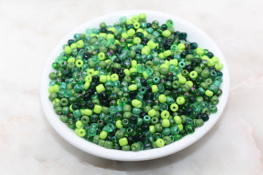Mix Green Glass Seed Beads, Size 4mm 6/0 Glass Seed Beads, Multicolor Seed Beads, Rocailles Beads, Bracelet Beads #3100