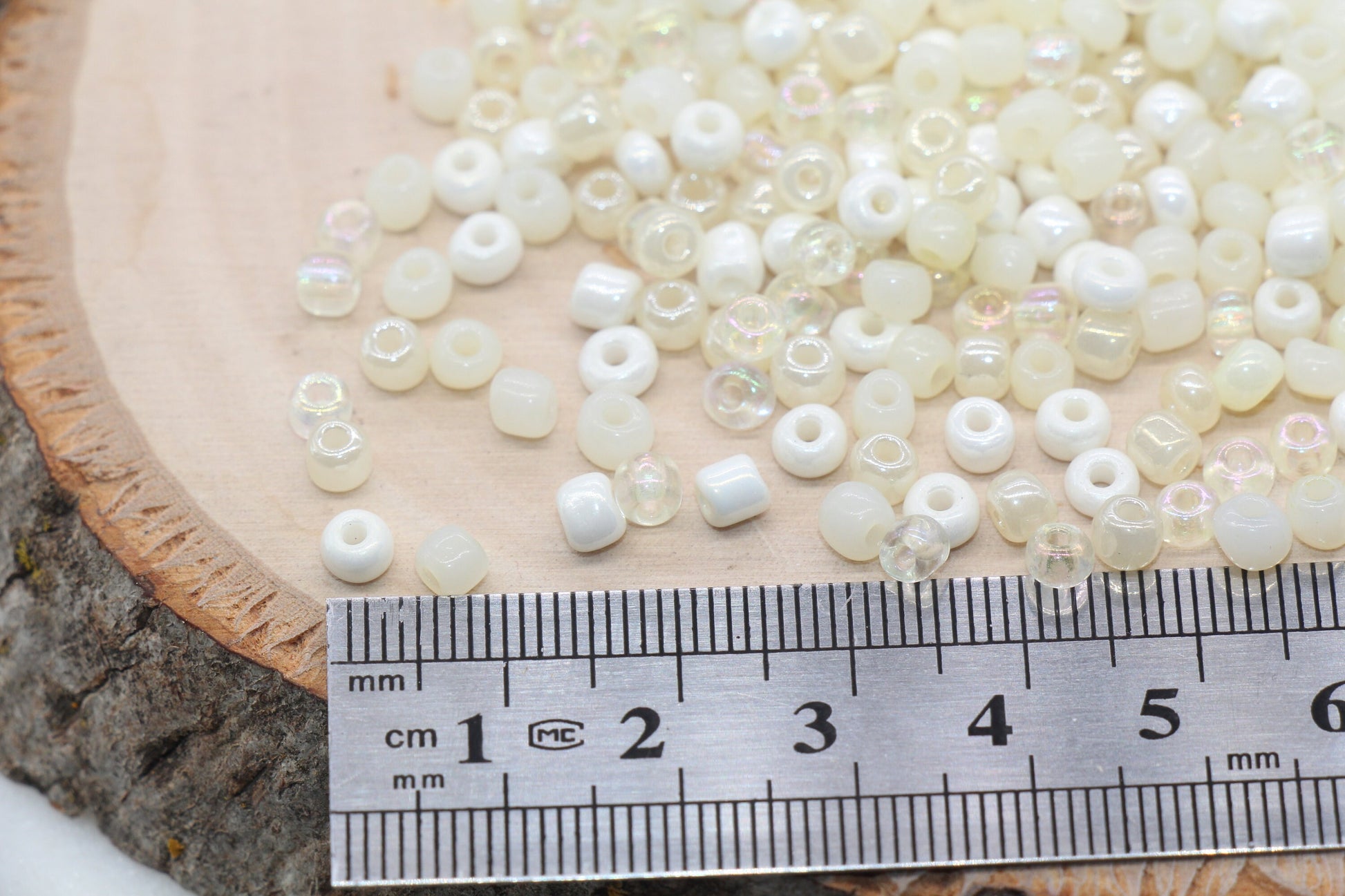 Mix Creamy White Glass Seed Beads, Size 4mm 6/0 Glass Seed Beads, Multicolor Seed Beads, Rocailles Beads, Bracelet Beads #3101