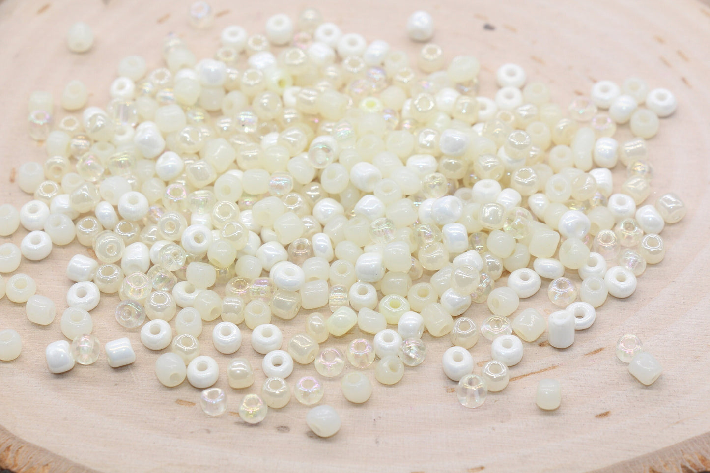 Mix Creamy White Glass Seed Beads, Size 4mm 6/0 Glass Seed Beads, Multicolor Seed Beads, Rocailles Beads, Bracelet Beads #3101