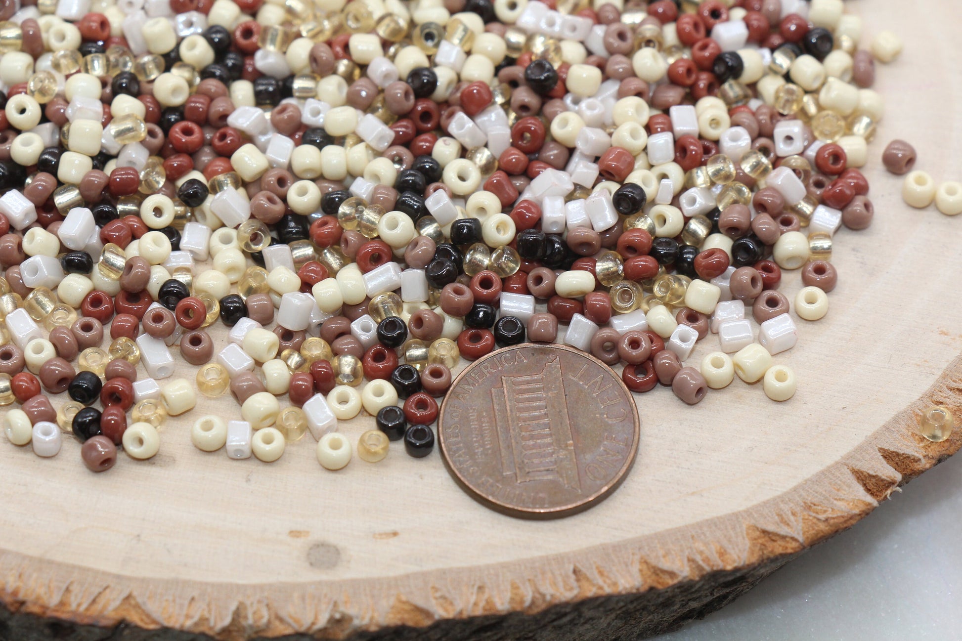 Mix Glass Seed Beads, 3mm Brown Mix Glass Seed Beads, Rocailles Beads, Beading Supplies, Bracelet Beads, Jewelry Making Beads #3115