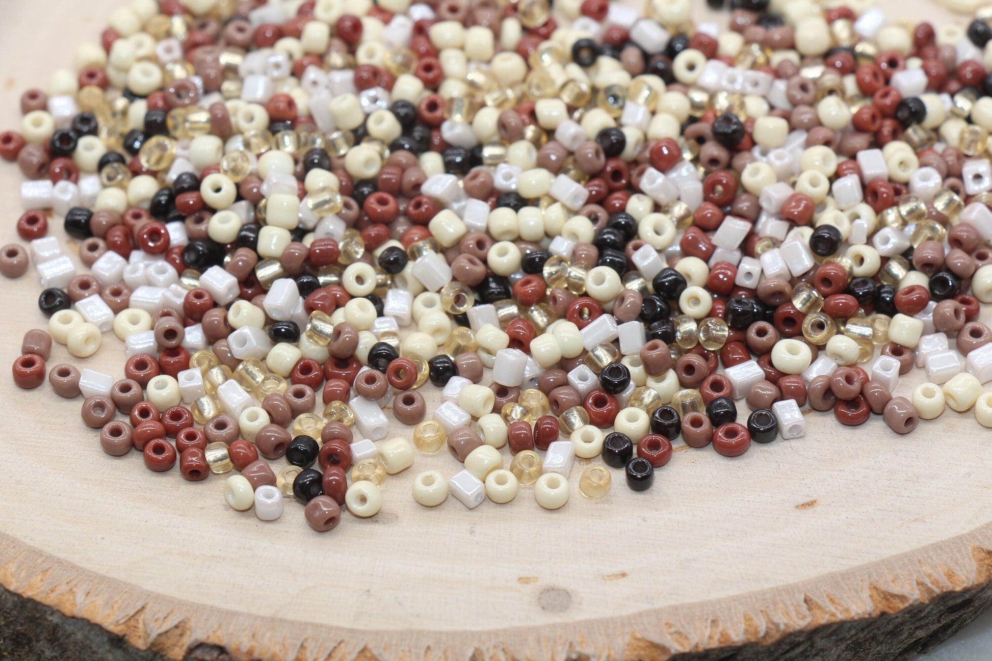 Mix Glass Seed Beads, 3mm Brown Mix Glass Seed Beads, Rocailles Beads, Beading Supplies, Bracelet Beads, Jewelry Making Beads #3115