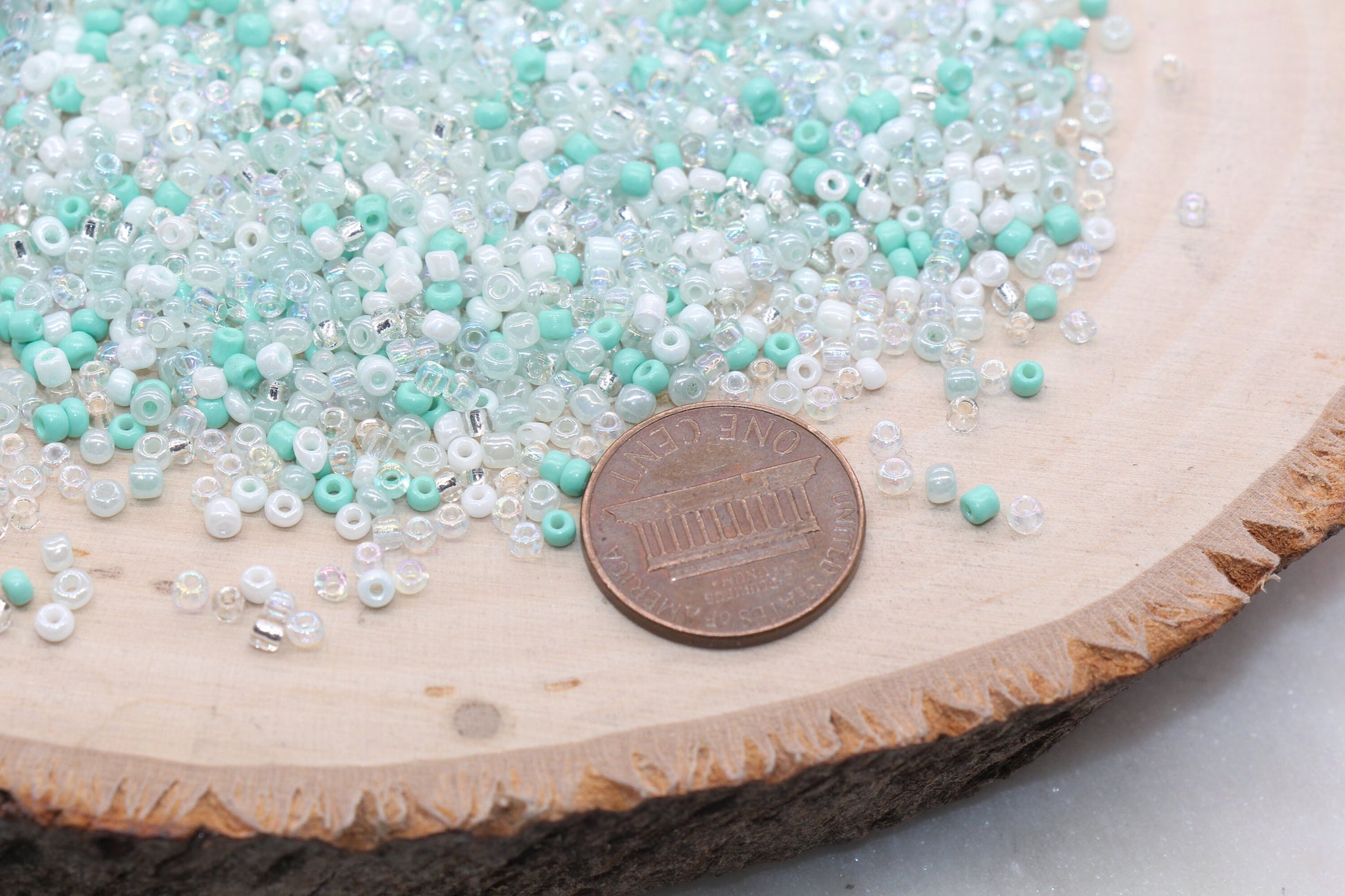 Mix Glass Seed Beads, 2mm Blue and White Mix Glass Seed Beads, Rocailles Beads, Beading Supplies, Bracelet Beads, Jewelry Making Beads #3116
