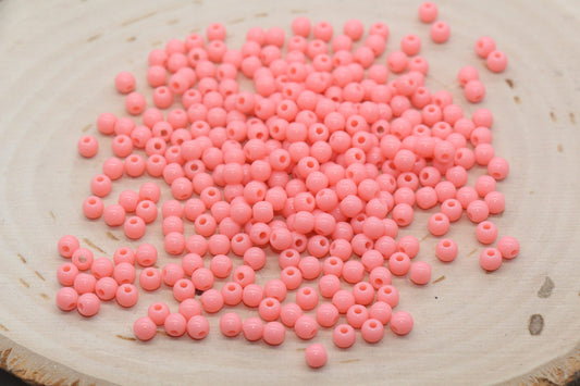 4mm Salmon Pink Round Beads, Pink Acrylic Gumball Beads, Round Spacer Beads, Bubblegum Beads, Plastic Round Smooth Bead, Bracelet Beads#3127