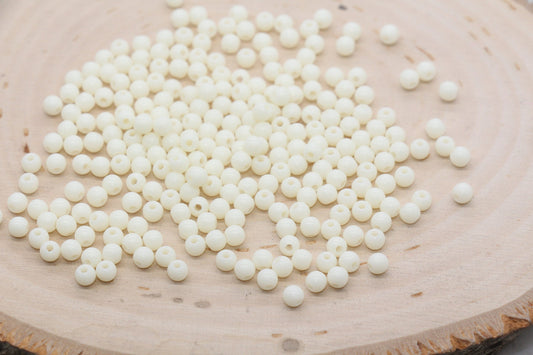 4mm Ivory Round Beads, Acrylic Gumball Beads, Round Spacer Beads, Bubblegum Beads, Plastic Round Smooth Bead, Bracelet Beads #991