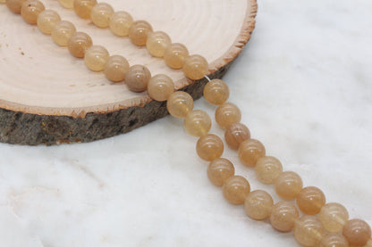 Yellow Cherry Quartz Beads, Smooth Round Quartz Beads, Sizes 4mm 6mm 8mm 10mm 12mm, Full Strand 15.5 inch, #36