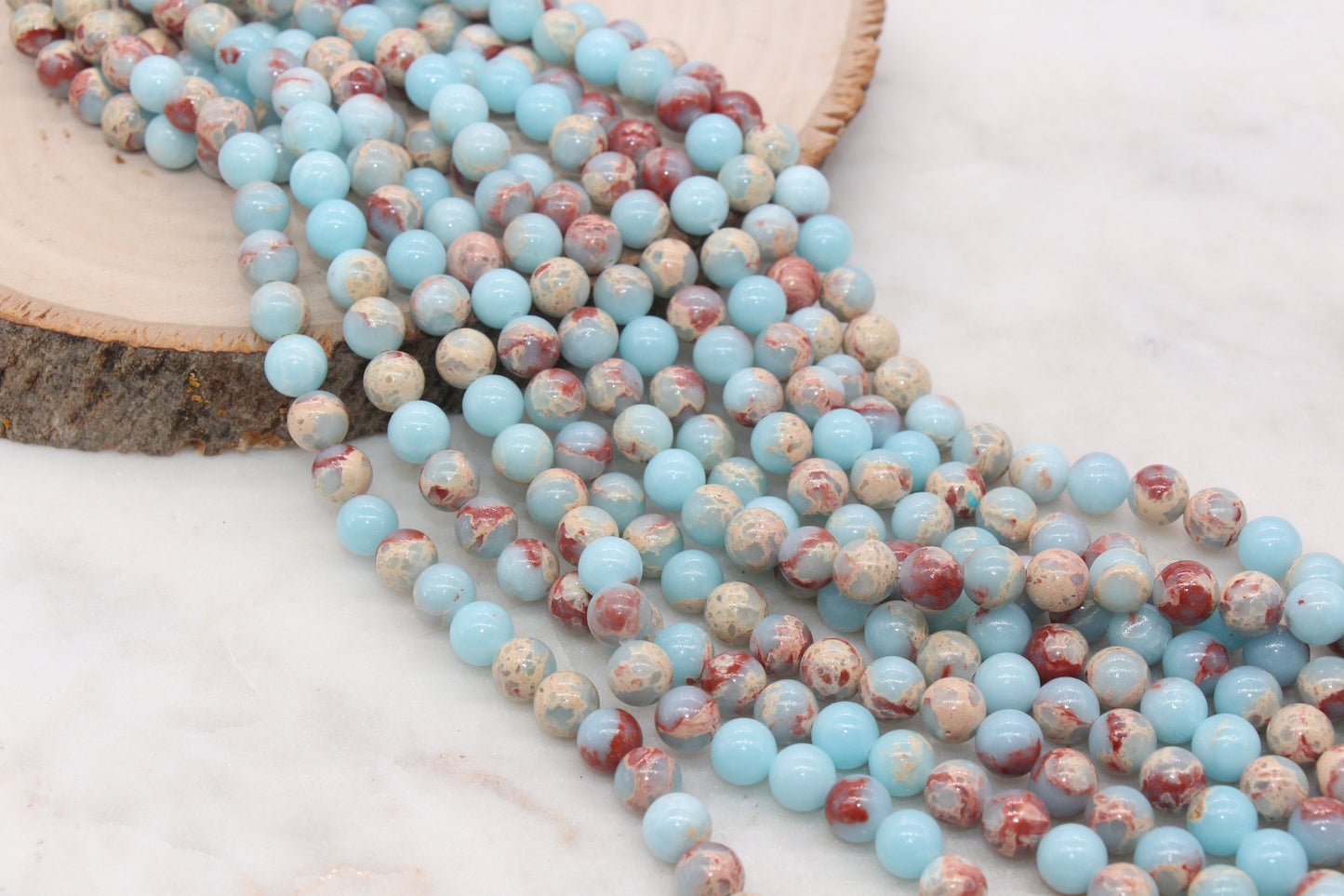 Sea Sediment Jasper Beads, Impression Jasper, Gemstone Smooth Round Beads, Sizes 6mm 8mm 10mm , Full Strand 15.5 inch, #149